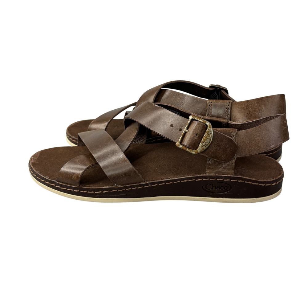 Chaco Wayfarer Otter Brown Leather Sandals Women's 7 J106530